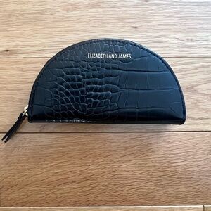 Elizabeth and James Black Faux Croc-Embossed Half-Moon Clutch Wallet